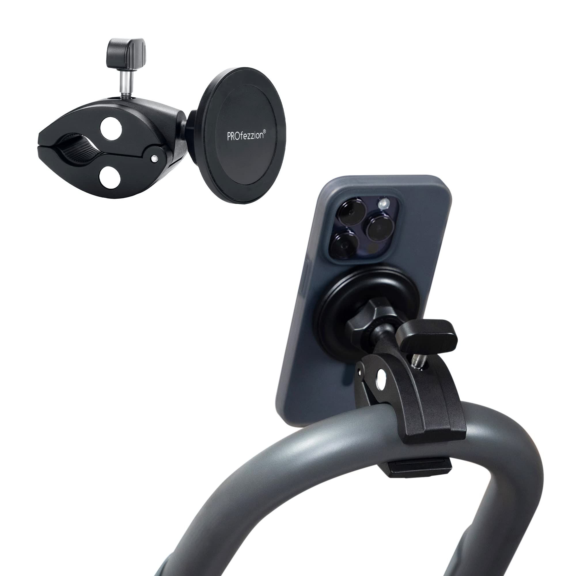 Magnetic Phone Holder Mount for Gym, Bike & Stroller - Compatible with iPhone 16/15/14/13/12 Pro Max & All Phones