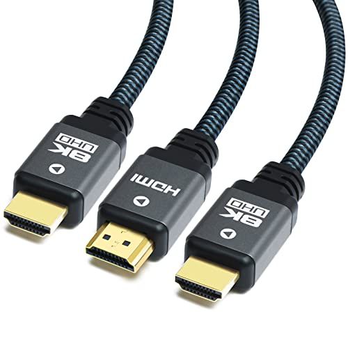 Yauhody 8K HDMI Cable 3ft (3 Pack) - High Speed 48Gbps, Supports 8K/4K/10K, Durable Nylon Braided, HDMI 2.1, eARC, Dynamic HDR