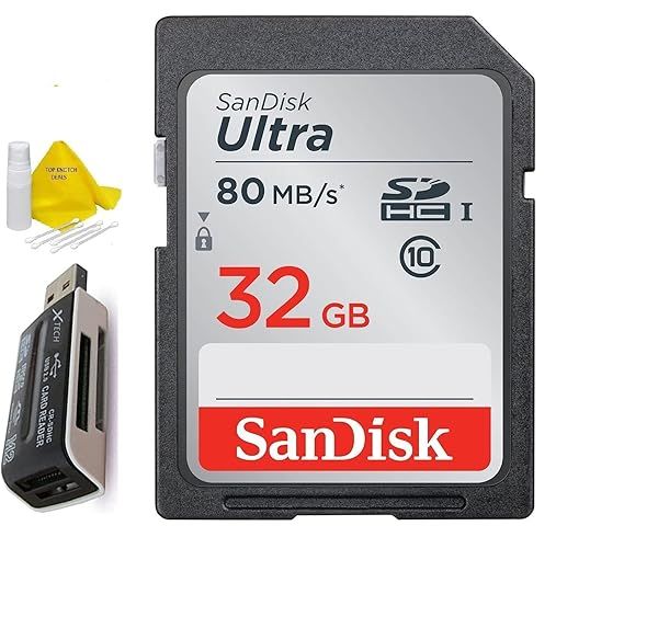 32GB Ultra Class 10 SDXC Card for Canon EOS Rebel T8i, T7i, 90D & More - Fast, Reliable Memory + Accessories