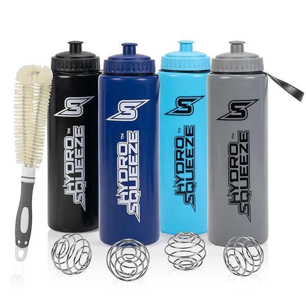32oz Quick Squeeze BPA Free Sports Water Bottles Set of 4 for Active Lifestyle