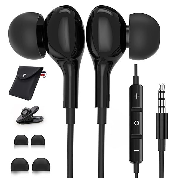 3.5mm Wired Earbuds with Mic for Samsung A14 A32 A15 A13 5G A52 A03s A12 Pixel 4a LG iPad Mini Moto Tablet Stereo Earphones