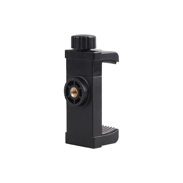 360 Degree Rotating Adjustable Phone Clip and Camera Tripod Mount with 1/4 Inch Screw for Stable Photography