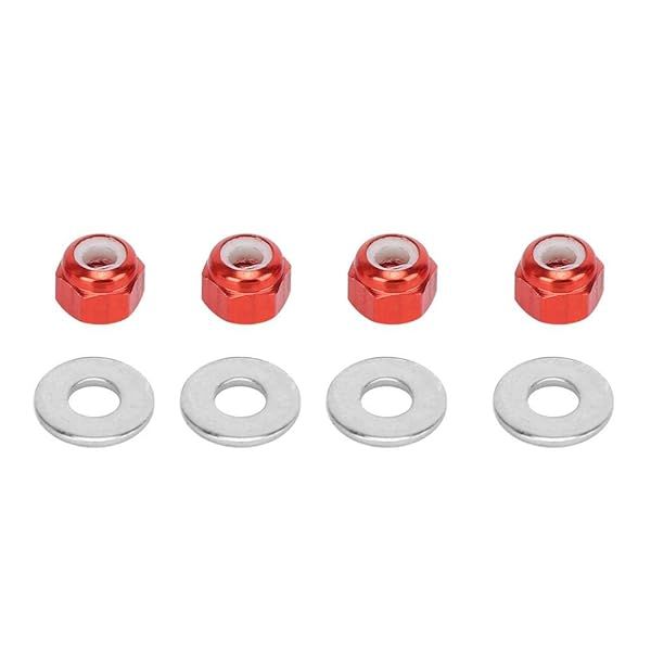 Upgrade Your WLtoys 1/14 144001 Car: 4 Pcs Wheel Hex Lock Nuts & Gaskets (Red) for Enhanced Performance
