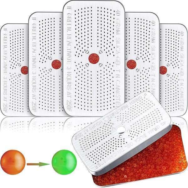 40g Reusable Silica Gel Dehumidifier Canisters - Orange to Green Absorbers for Car, Closet, and Storage (5 Pack)