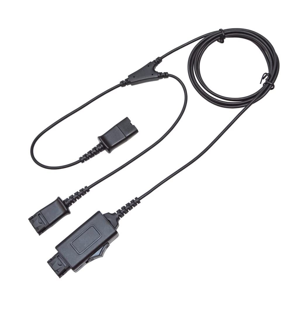 Y-Splitter Adapter with Mic Switch for Plantronics QD Headset - Perfect for Training
