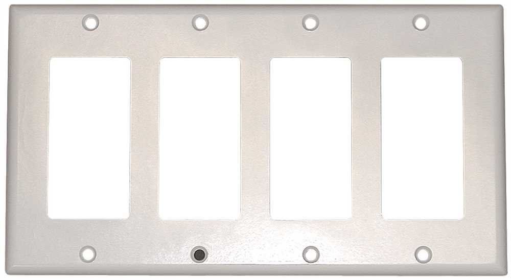 Leviton 80412-W 4-Gang Decora Wallplate - Standard Size GFCI Device Mount, White Thermoset Finish