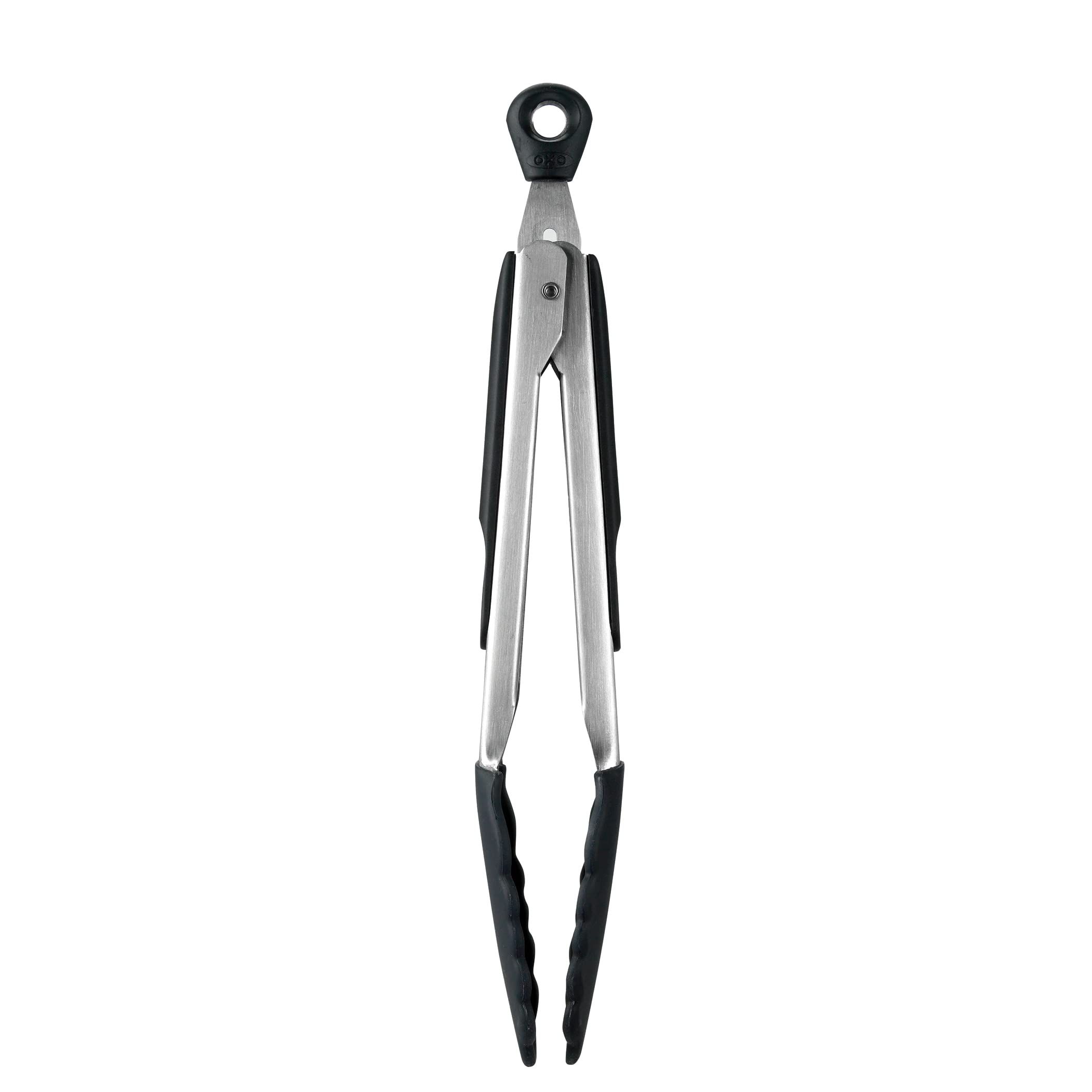 OXO Good Grips 9-Inch Tongs with Silicone Heads - Durable, Non-Slip Kitchen Tool in Black
