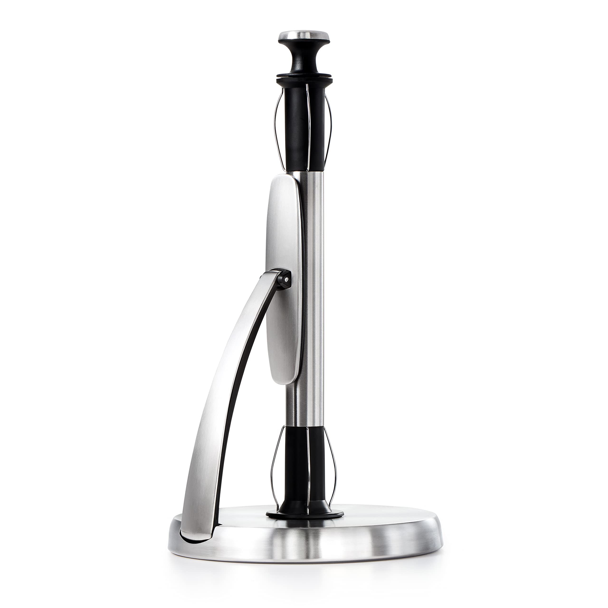 OXO Good Grips SimplyTear Paper Towel Holder - Stylish Stainless Steel & Black Design