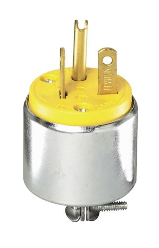 Leviton 620PA 20 Amp Grounding Plug - Durable Steel, 250 Volt, Armored, Yellow | Buy Now!