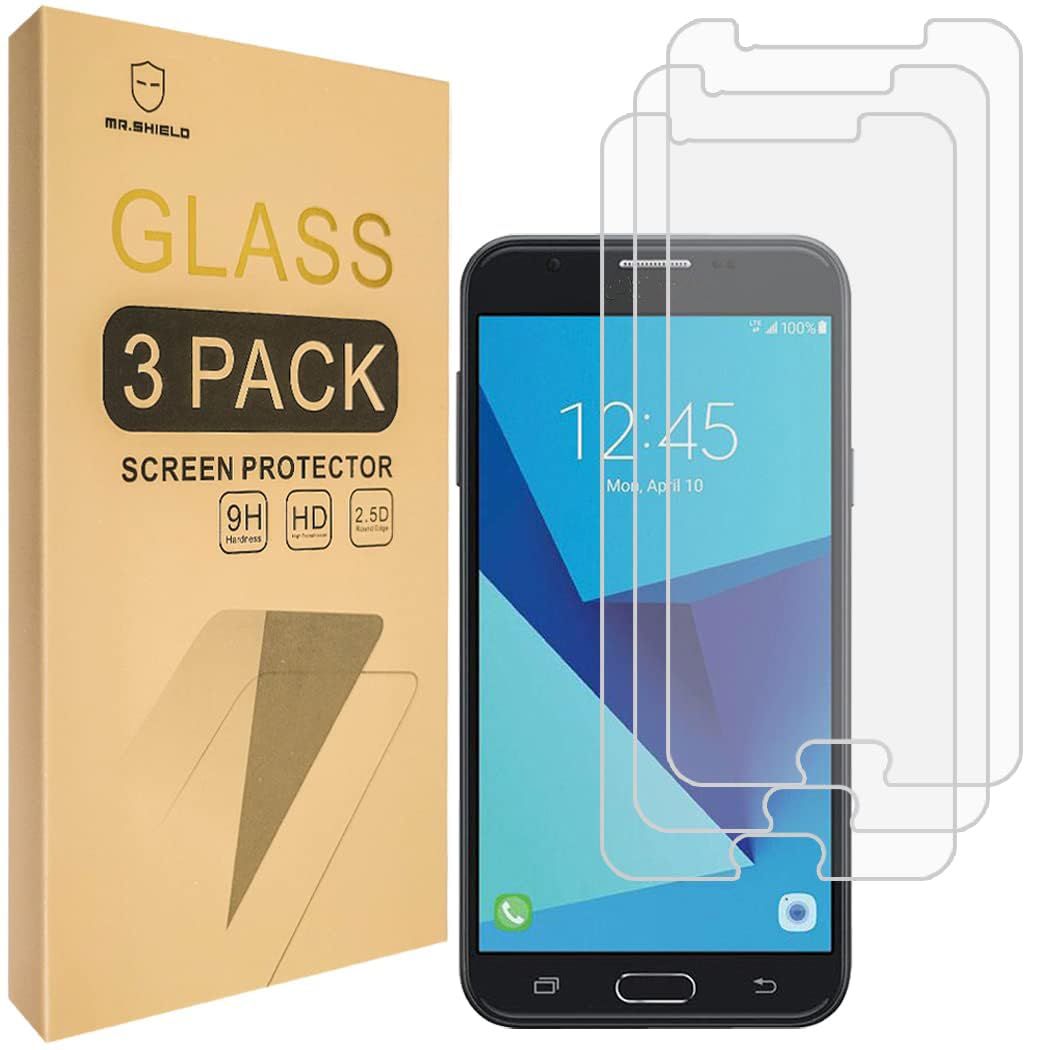 Mr.Shield 3-Pack Tempered Glass Screen Protector for Samsung Galaxy J7V (2017) - Lifetime Replacement Included
