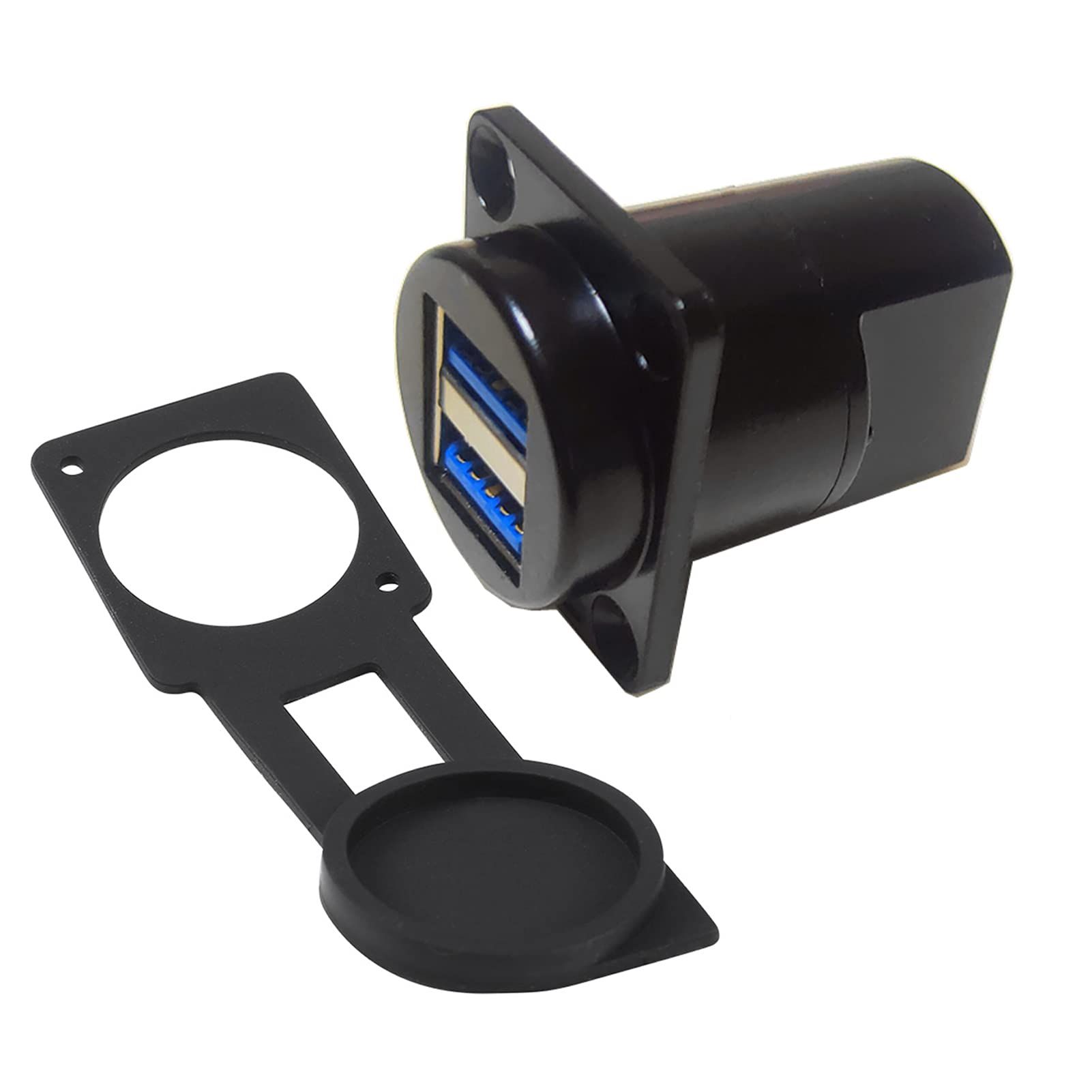 ANMBEST Dual USB 3.0 IP67 Waterproof Connector - 2 Ports Panel Mount Coupler with Dust Cap