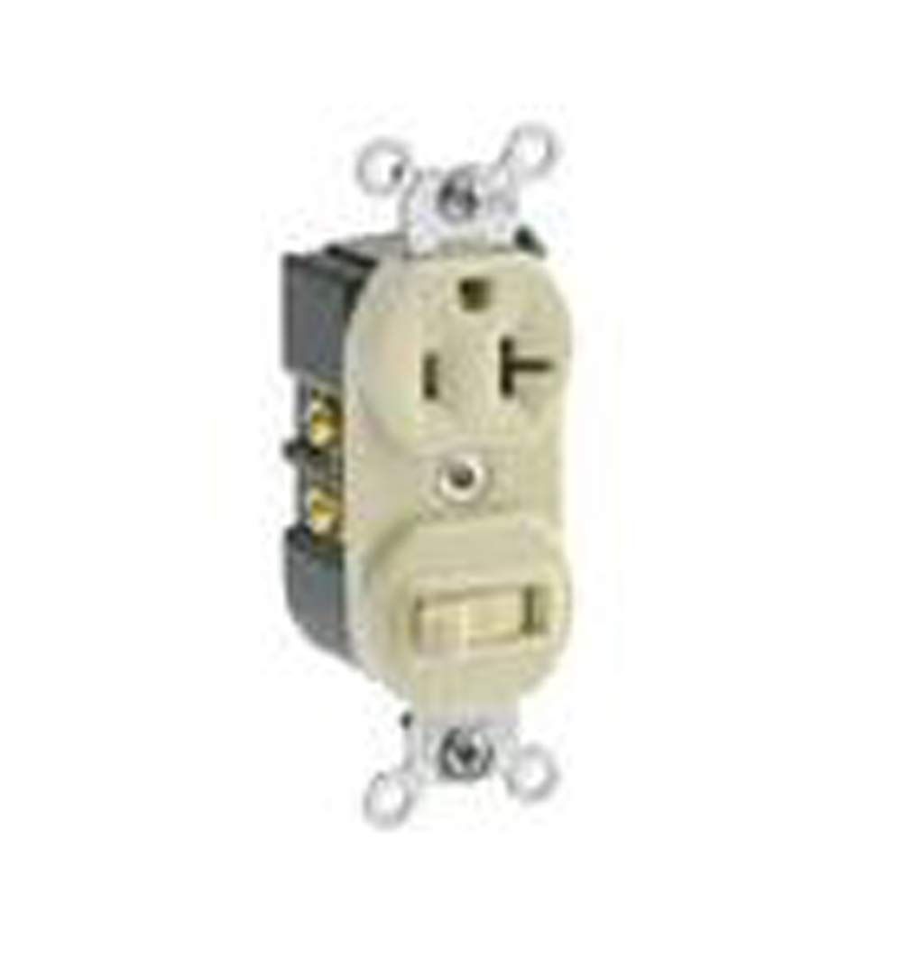 Leviton 5335 20 Amp Duplex Switch/Receptacle - Ivory, 120V Grounding Solution