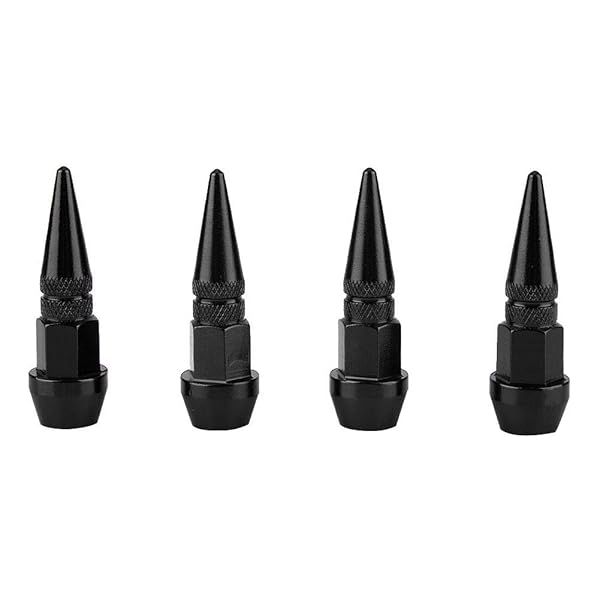 4Pcs Black Aluminum Alloy Spike Tire Valve Stem Covers for Cars & Trucks - Durable Air Dust Protection