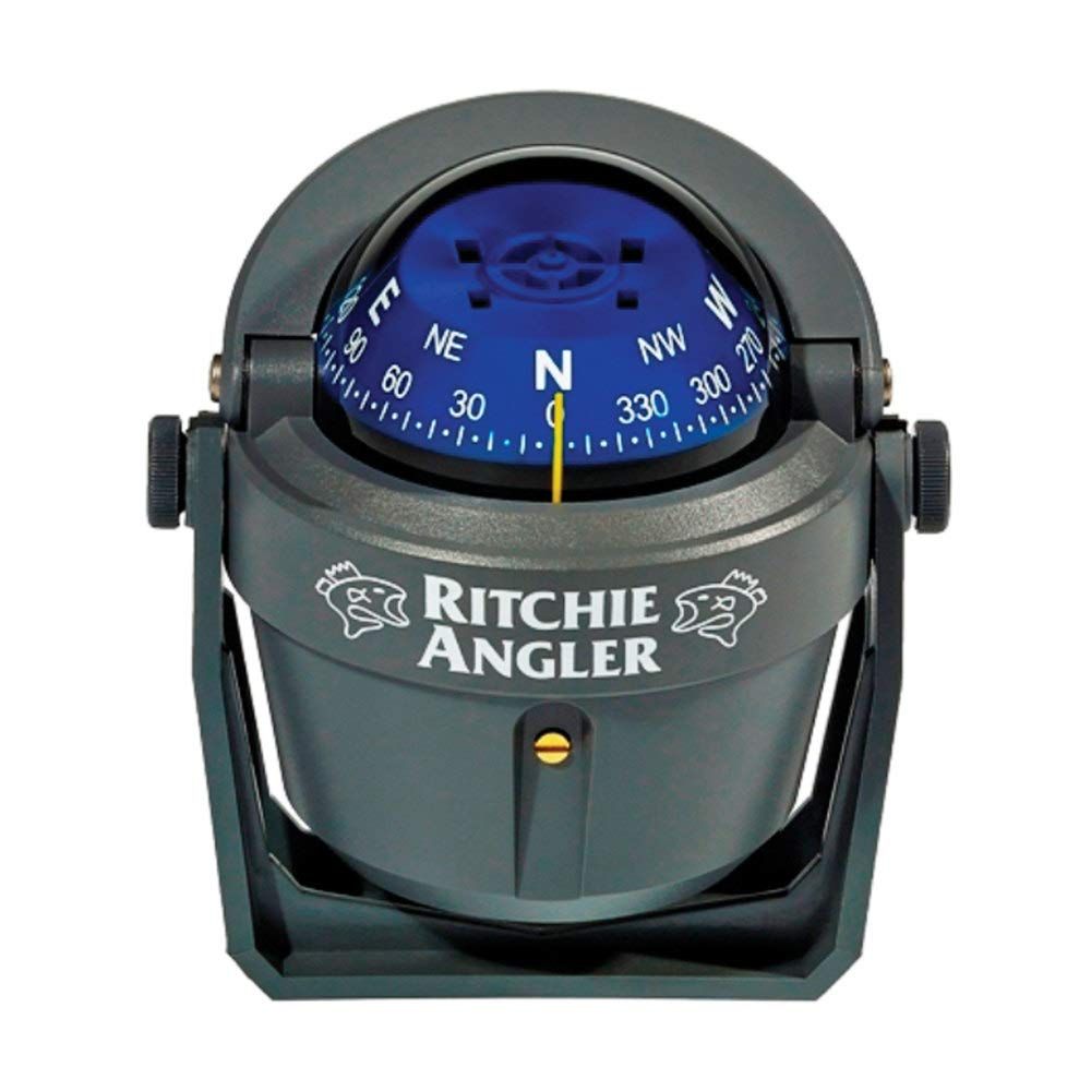 "Ritchie Navigation RA-91 Angler Compass - Gray/Blue Dial, 2-3/4" Bracket Mount for Accurate Marine Navigation"