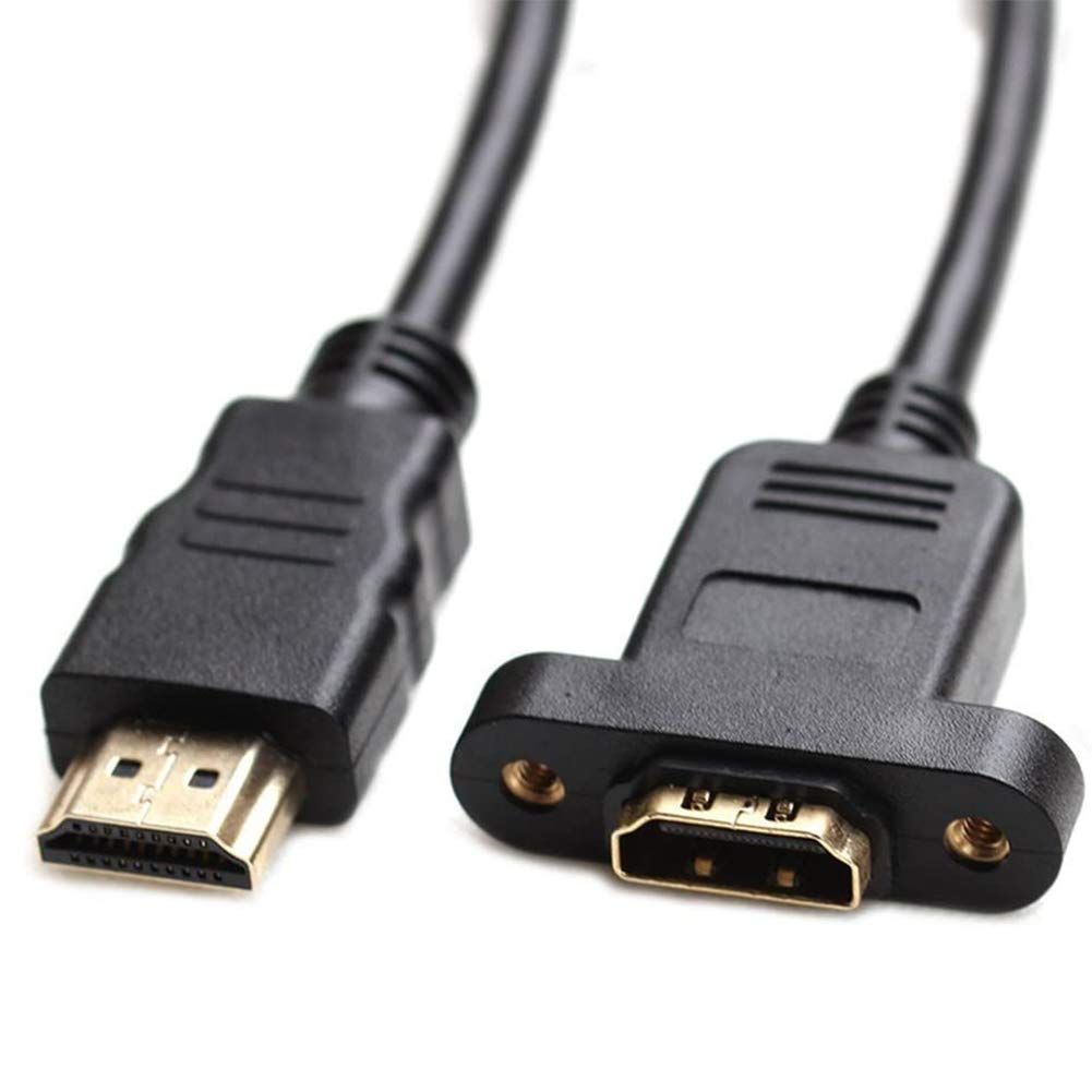 Bluwee 3FT HDMI Extension Cable - High Speed Male to Female with Gold Plated Plugs & Screw Nut for Panel Mount