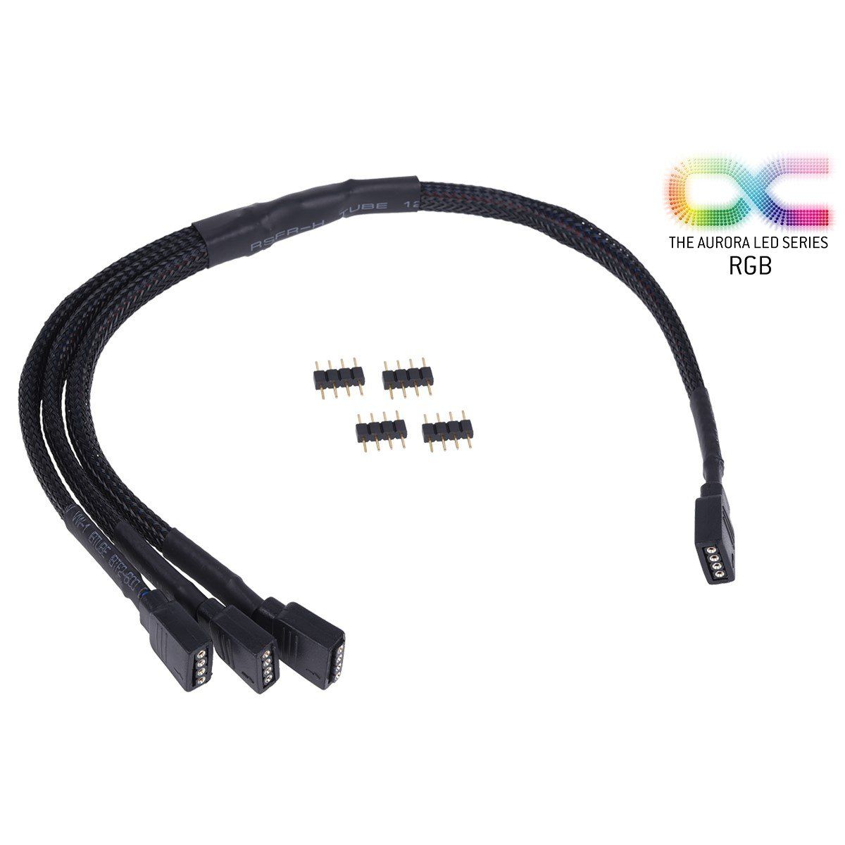 Alphacool 18538 Y-Cable RGB 4-Pin to 3X 4-Pin 30cm - Black ARGB LED Connector Cables