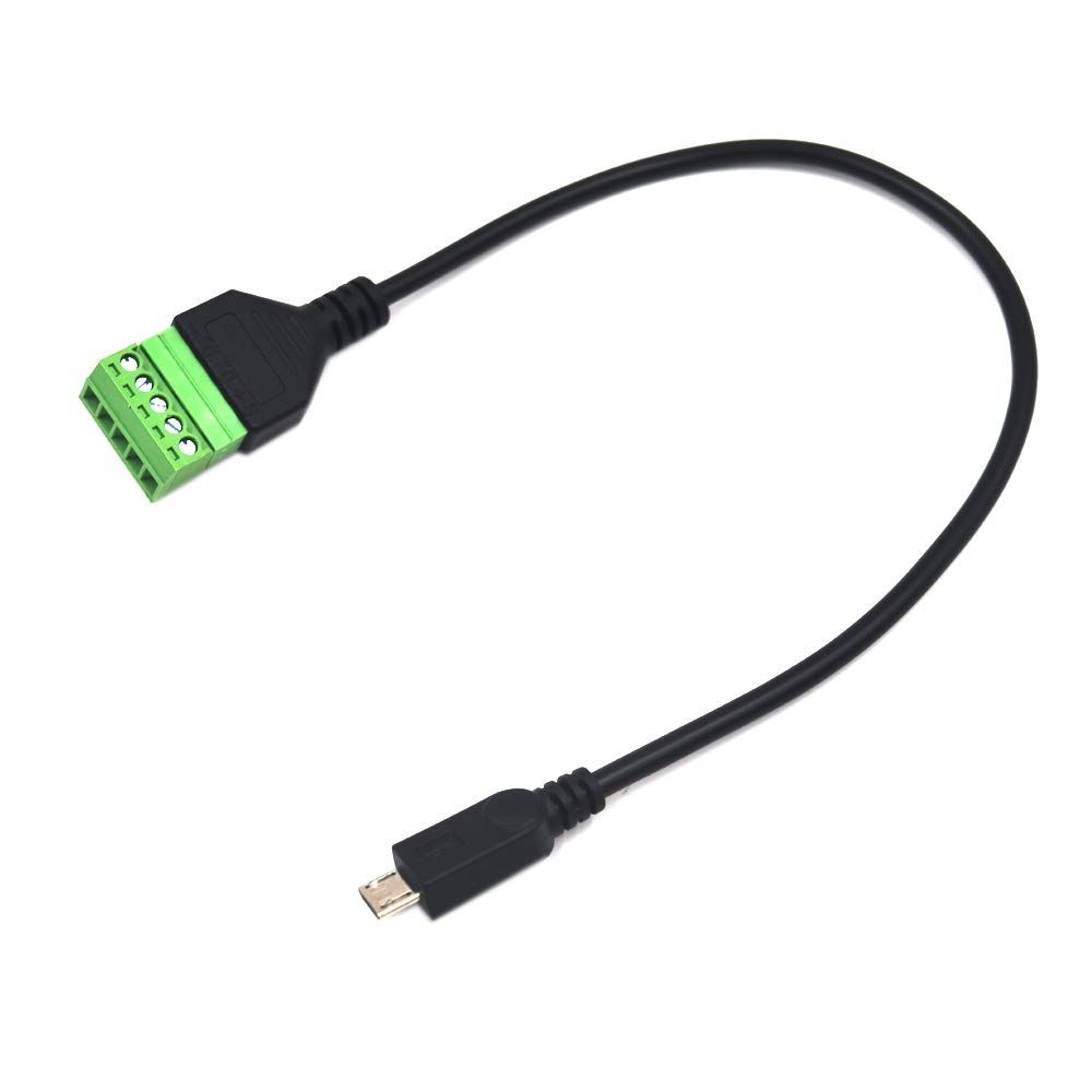"11.8" Micro USB Male to 5 Pin Screw Terminal Adapter for Charging & Data Transfer - Kework Connector Cable"