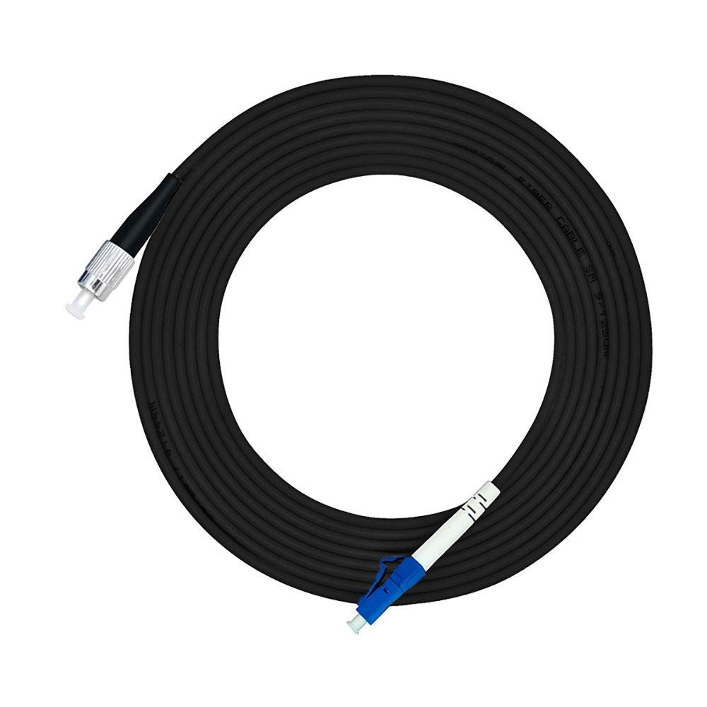 Jeirdus 15M LC to LC Outdoor Armored Simplex 9/125 SM Fiber Optic Cable Jumper - High-Quality 49ft Optical Patch Cord