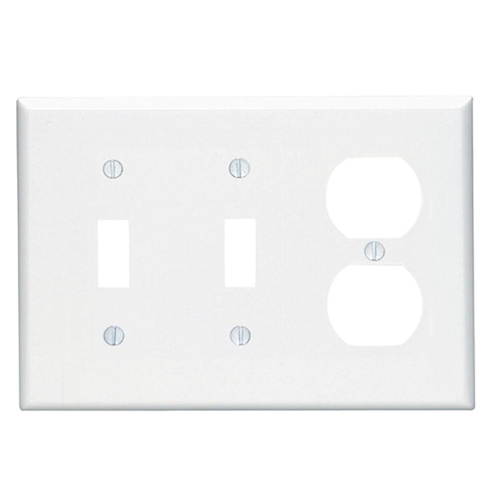 Leviton 80521-W WH WP 3G 2TGL 1DUP Midway: High-Quality Electrical Outlet Image & Specs