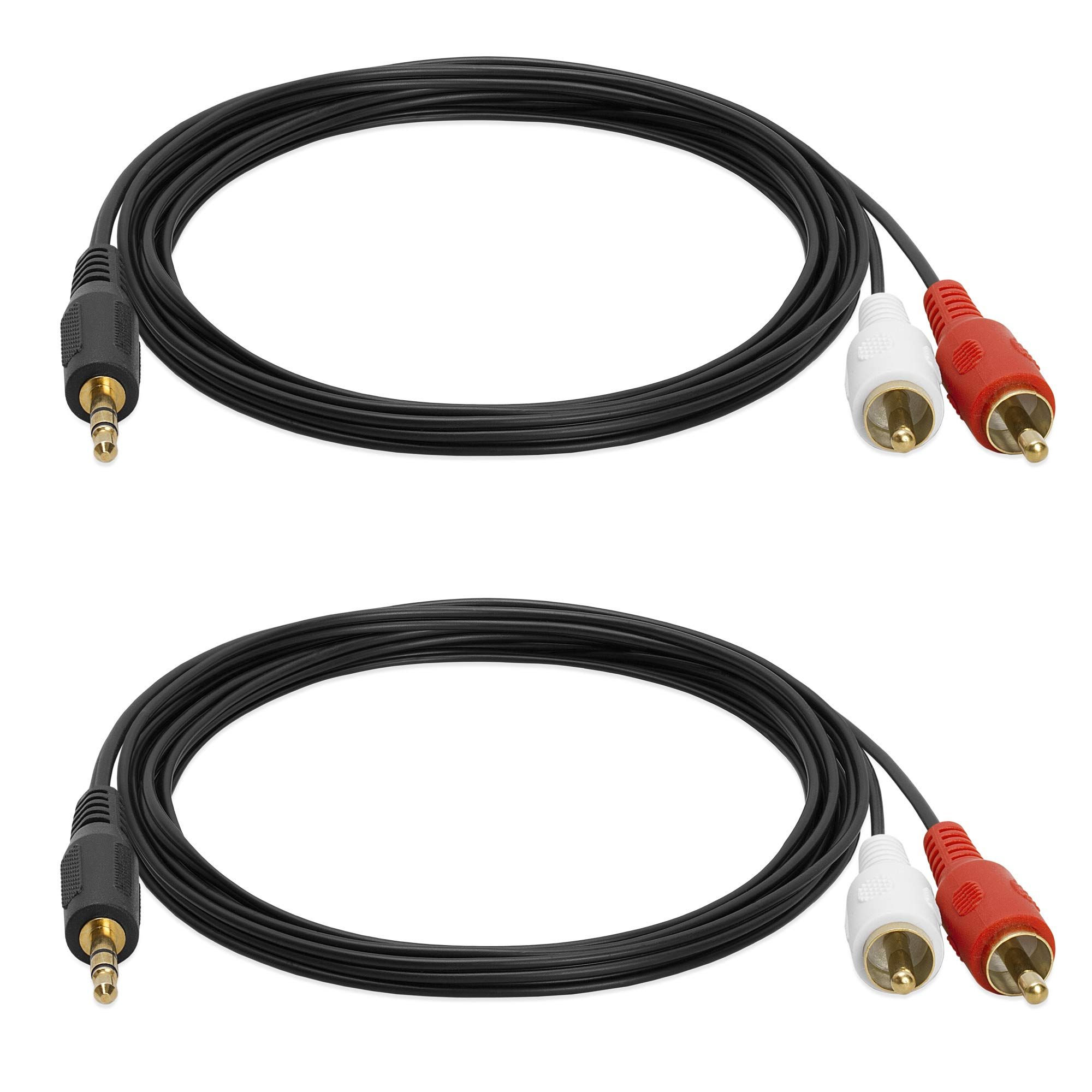 Cmple 3.5mm Male to 2 Male RCA Audio Adapter Cable - 6ft, 2 Pack for Superior Sound Quality