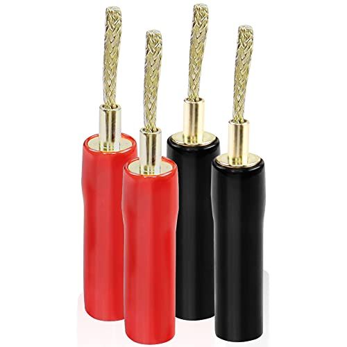 MEIRIYFA Flex Pin Banana Plugs Connector, Braided 2MM Banana Plug Wiring Plug Pin Gold-Plated Audio for Amplifier Speaker Wires Sound Systems?4 PCS?
