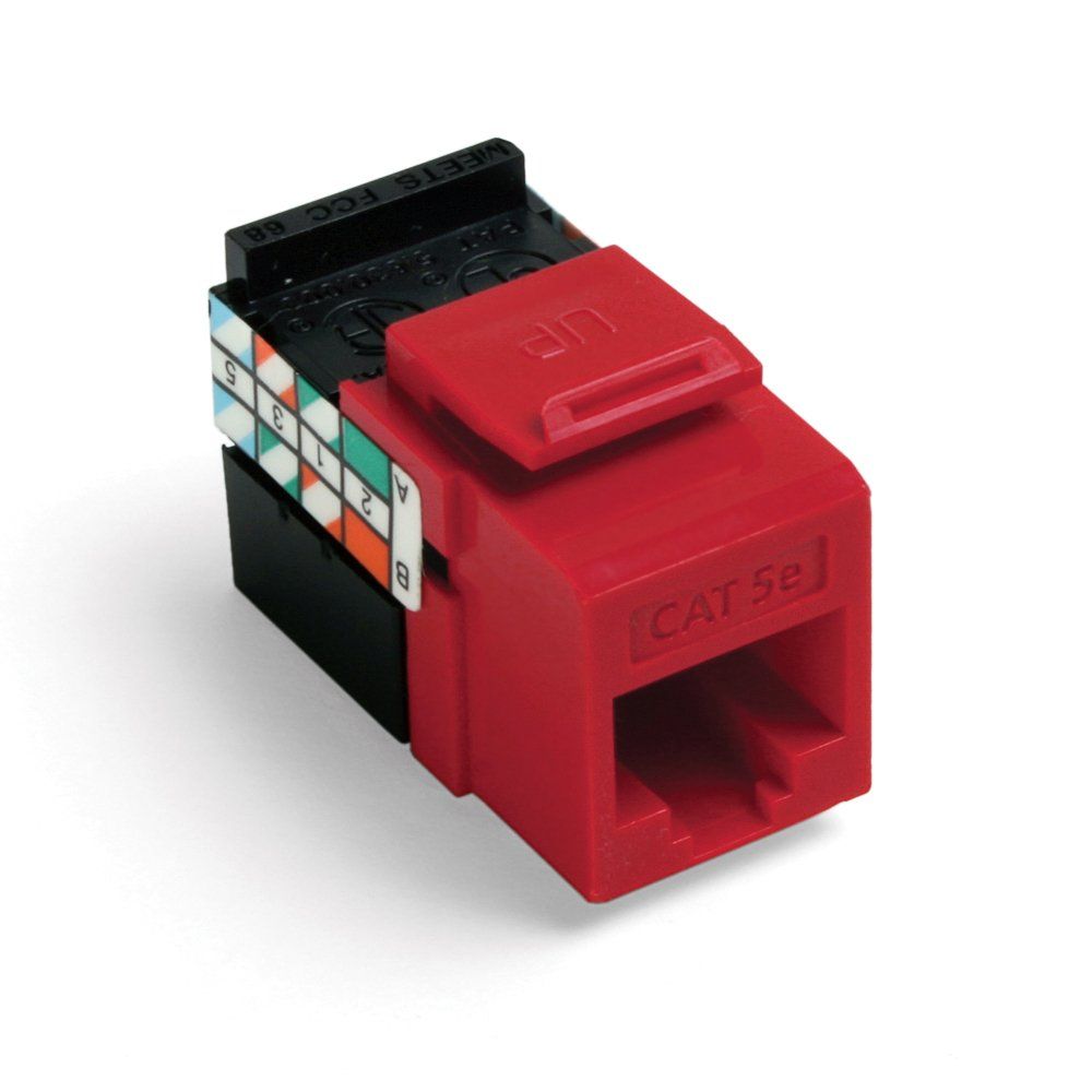 Leviton 5G108-RC5 GIGAMAX CAT 5E UTP Jack in Crimson - High-Performance Networking Solution