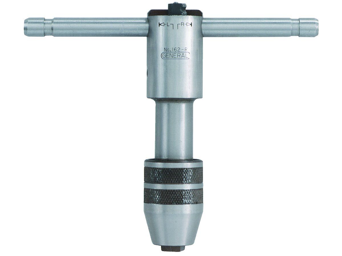General Tools 162R No. 12 to 1/2-Inch Reversible Ratchet Tap Wrench - Durable Silver Tool for Precision Tapping