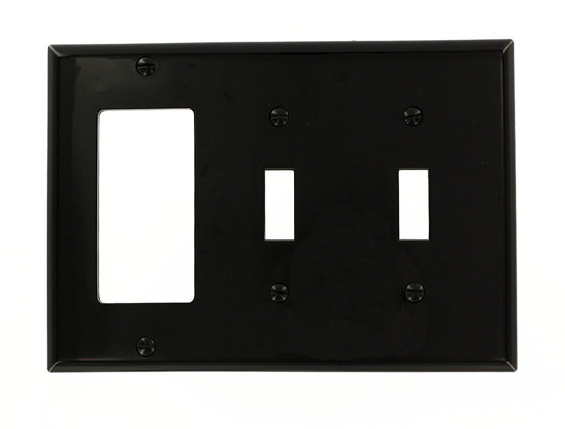 Leviton 80745-E Black 3-Gang Wallplate: 2-Toggle & 1-Decora/GFCI Combo for Standard Size