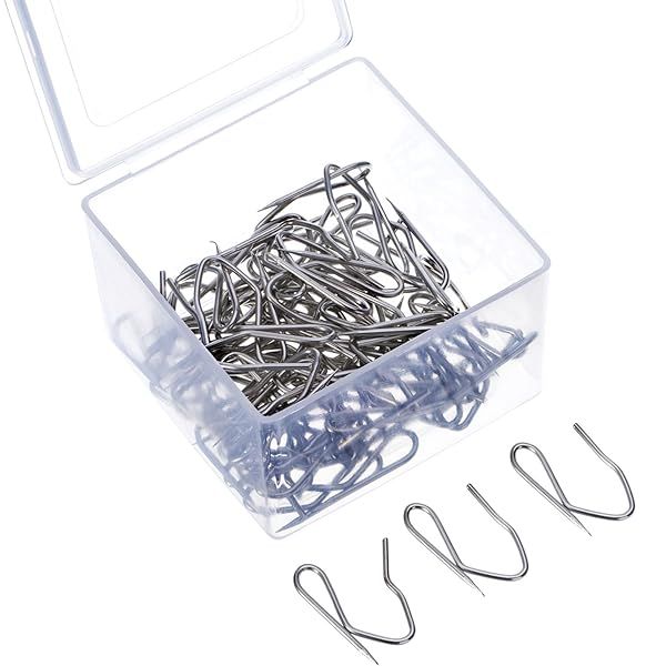 "58 Pack Metal Curtain Hooks - 1.2" Pin-On Drapery Hooks for Window, Door & Shower Curtains (Silver)"