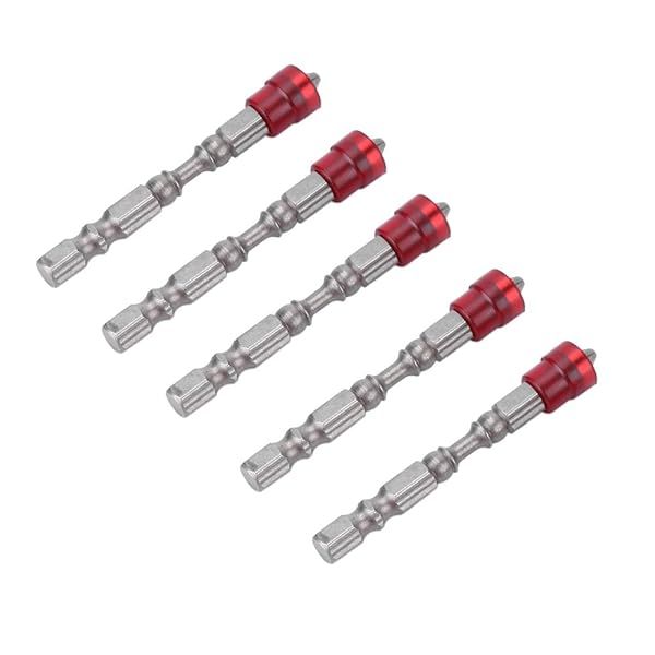 "5pcs Magnetic Screwdriver Bits Set - Steel Cross Head 1/4" Shank for Drywall Screws (Red)"