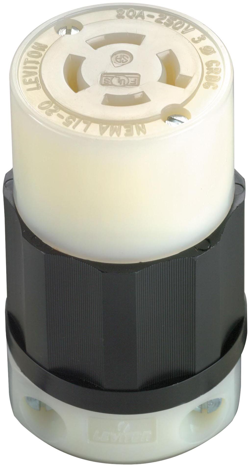 Leviton 2423 20 Amp 250V NEMA L15-20R Locking Connector - Industrial Grade 3-Phase Grounding Solution