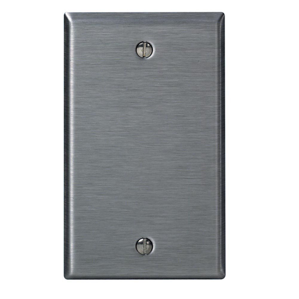 Leviton 84014 Stainless Steel 1-Gang Blank Wallplate - Standard Size, Box Mount