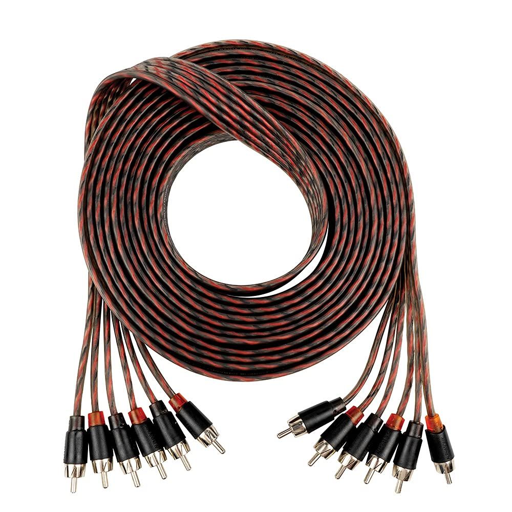 Alphasonik 17ft 6-Channel RCA Audio Cable - Premium Hyper-Flex, Oxygen-Free Copper, X-Radial Technology | FLEX-R66