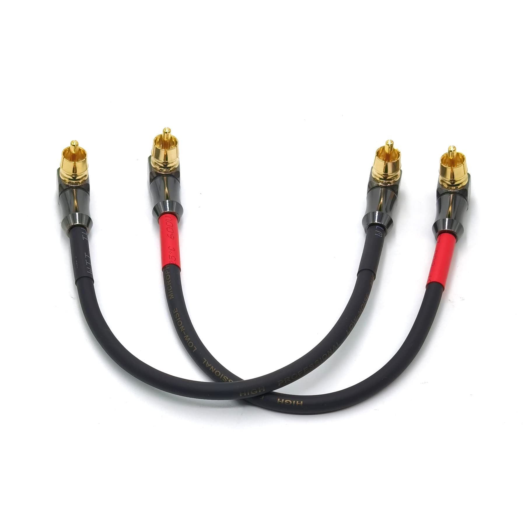 WJSTN-061 90 Degree Right Angle RCA Cable Subwoofer Cable Male-to-Male RCA Audio Cable 2Pack (8in)