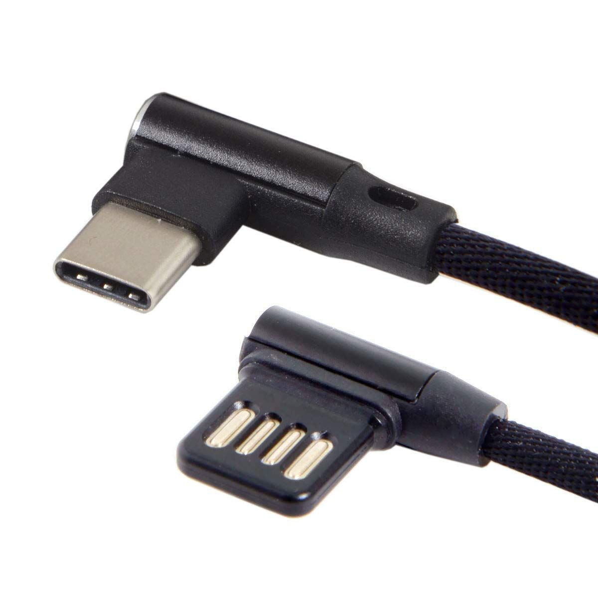 15cm Angled Micro USB & USB-C 3.1 Data Cable for Tablets & Phones - 90 Degree Connector