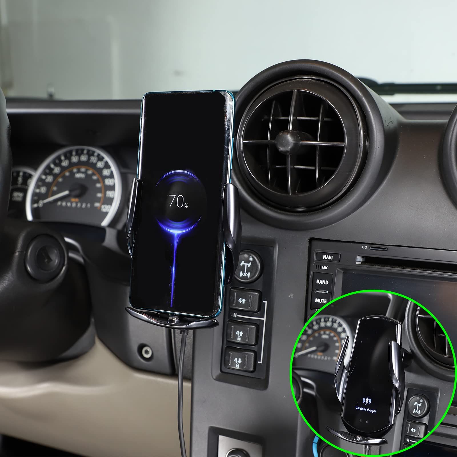 Wireless Car Charger & Phone Holder for Hummer H2 (2003-2007) - Auto-Clamping Air Vent Mount for All Smartphones