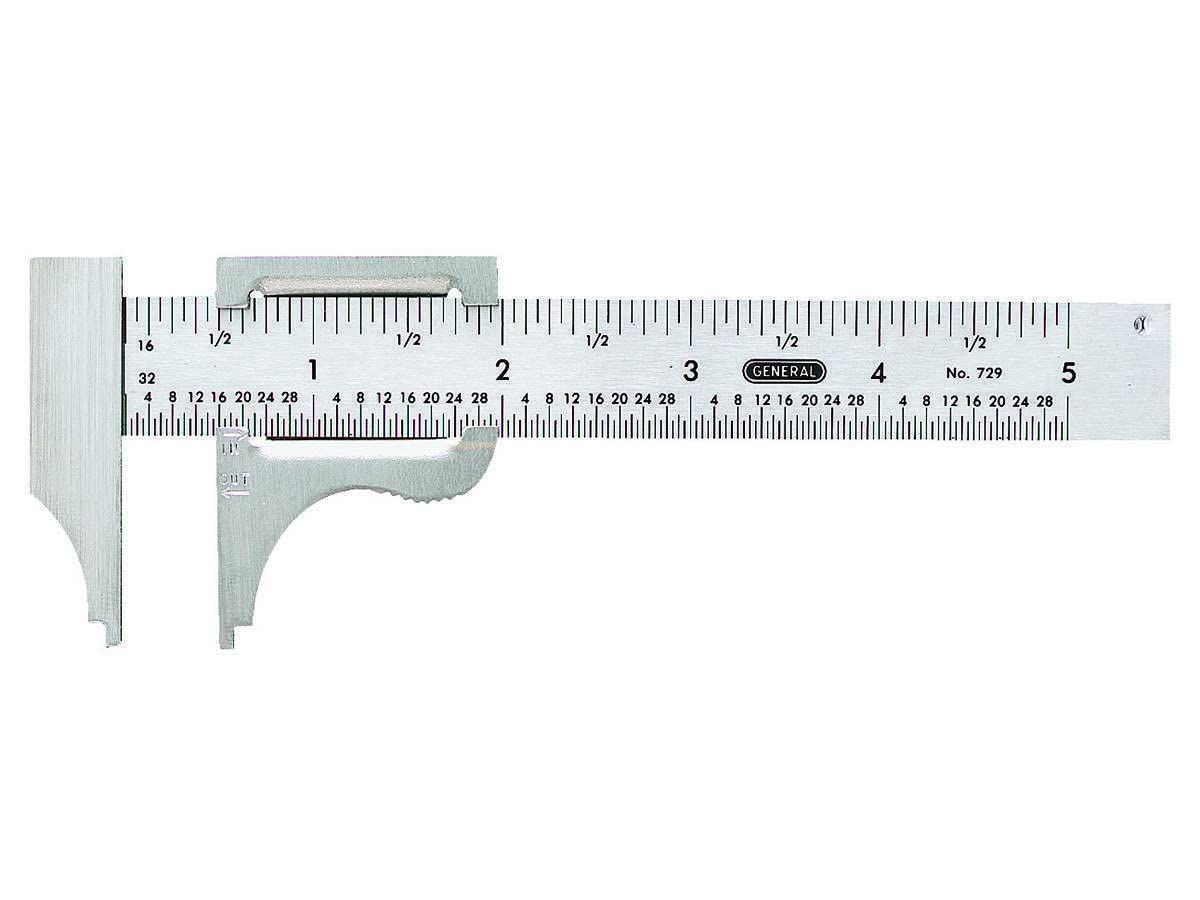General Tools Slide Caliper #729: 0-4 Inch Precision Tool with 16th & 32nd Graduation for Accurate Inside & Outside Measurements