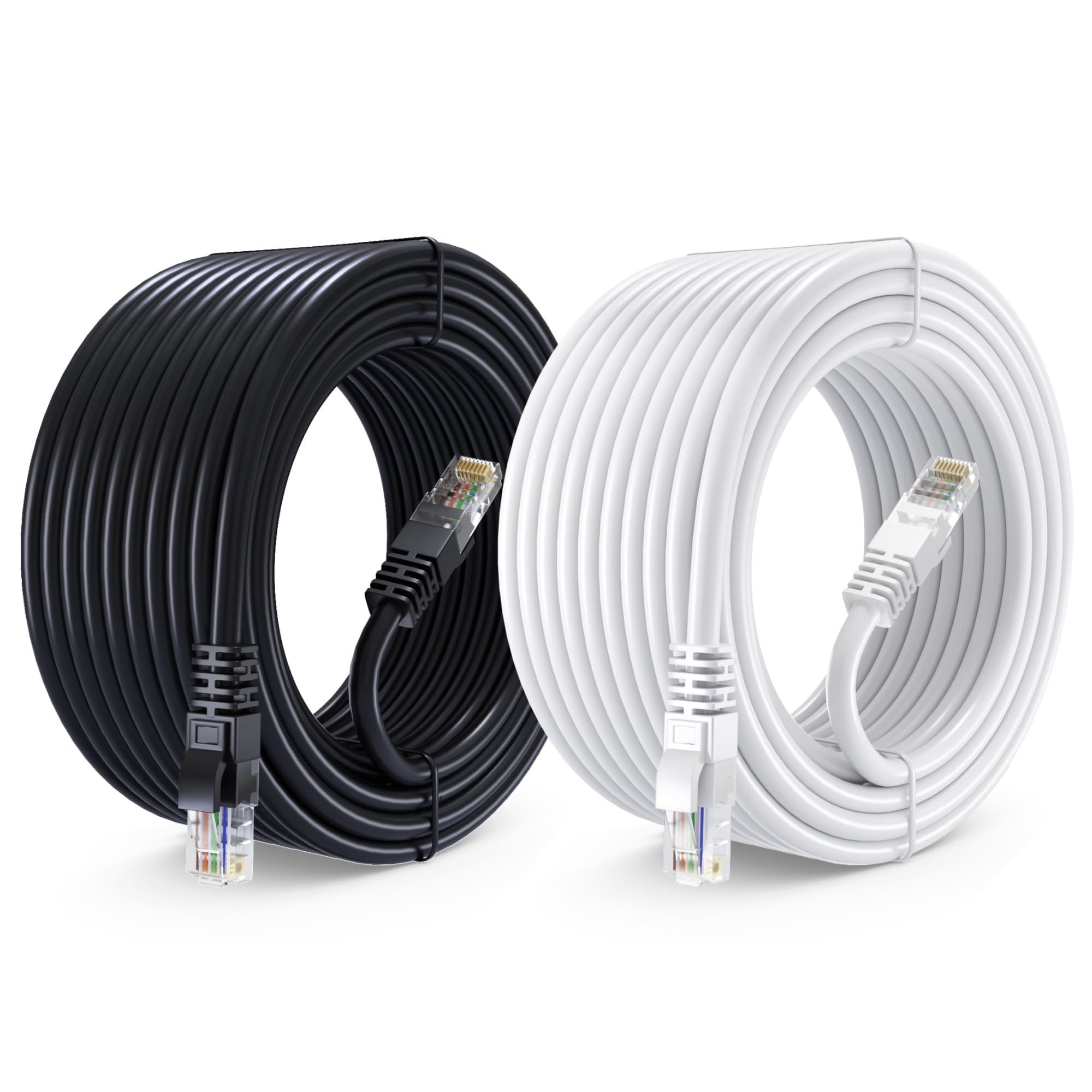 Maximm Cat 6 Ethernet Cable 40ft (2-Pack) - High-Speed 10Gbps LAN & Internet Cable - UTP, 550MHz, Black & White