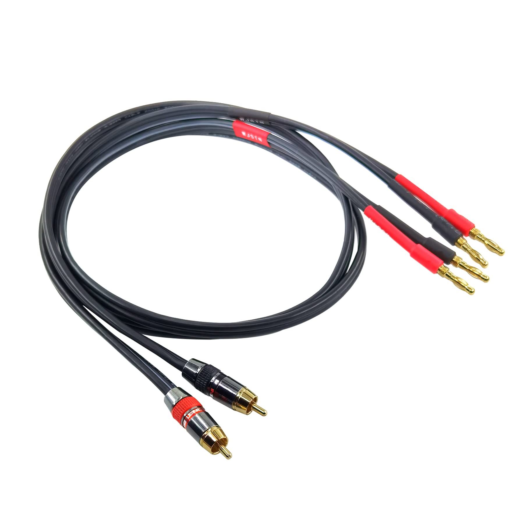 High-Quality WJSTN RCA to Banana Plug Speaker Cable - 12AWG, 1FT, 2-Pack Adapter for Superior Audio Connection