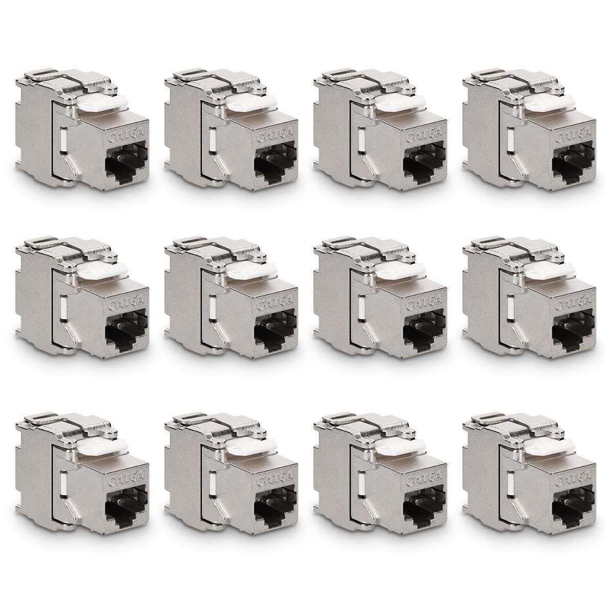 KWMobile 12-Piece CAT6A Shielded Keystone Jacks - High-Speed RJ45 Ethernet Modules for 10 Gbit Performance