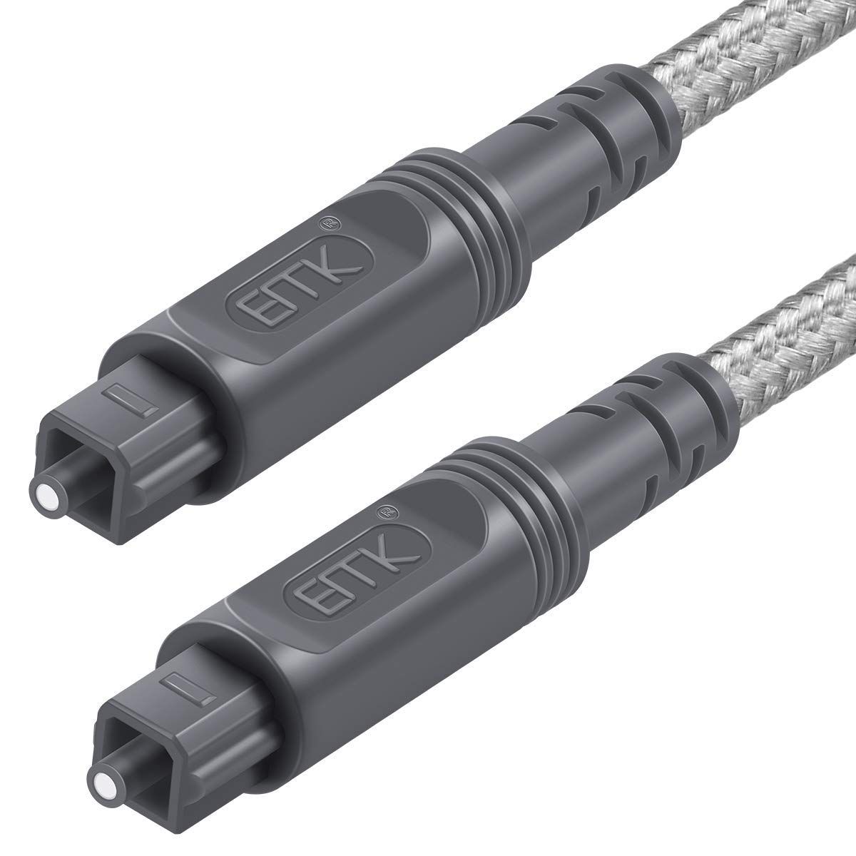 EMK 10ft Toslink Digital Optical Audio Cable - Durable Cotton Braided Fiber Optic Cord for Home Theater, TV, PS4, Xbox & More