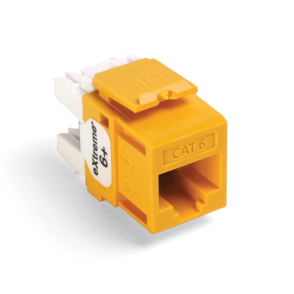 Leviton 61110-BY6 Extreme 6+ CAT 6 QuickPort Connectors - Yellow, 25-Pack for High-Speed Networking