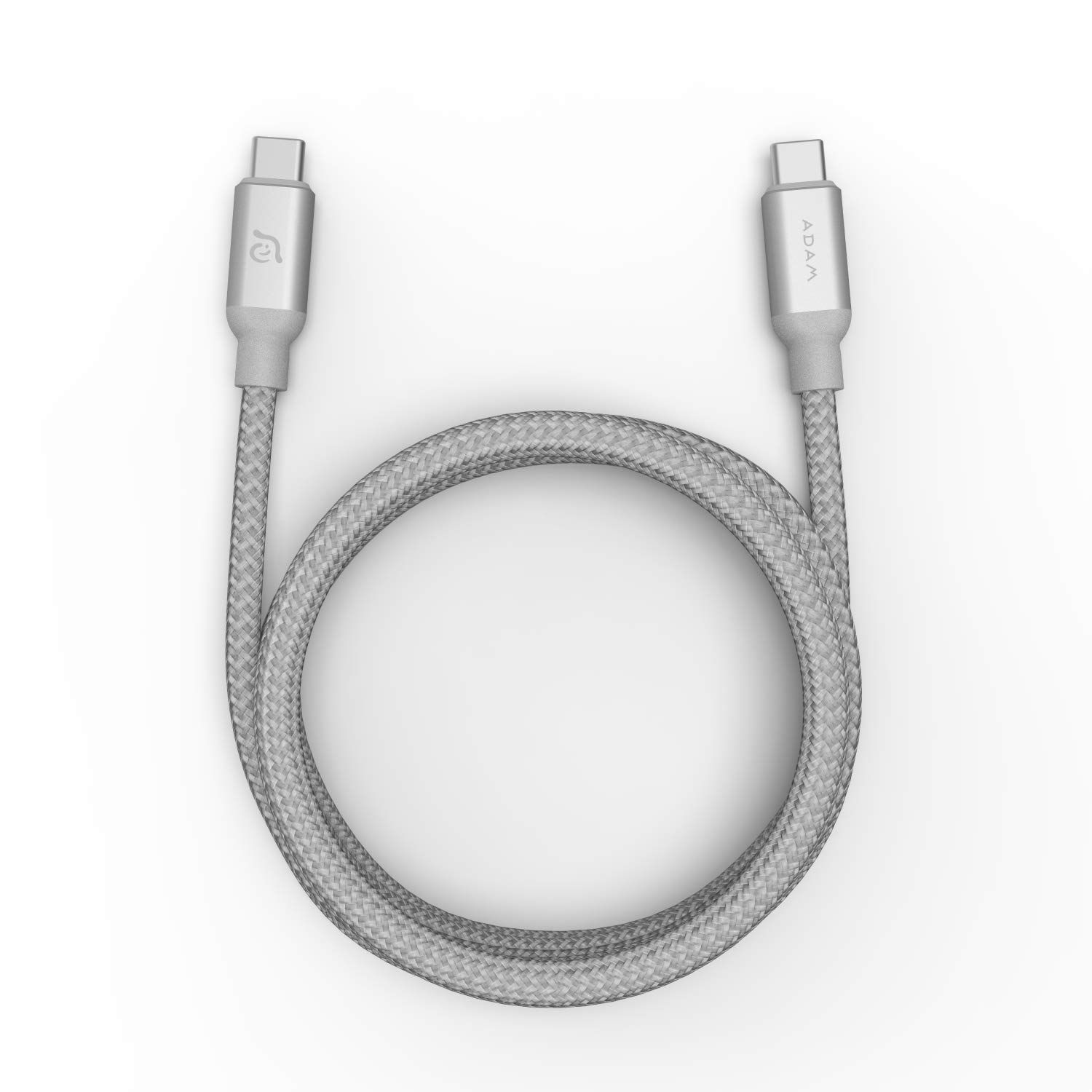 ADAM Elements CASA C200 USB-C to USB-C 5A/100W PD Cable - 6.6ft, 480Mbps Data Sync, Durable Silver Design