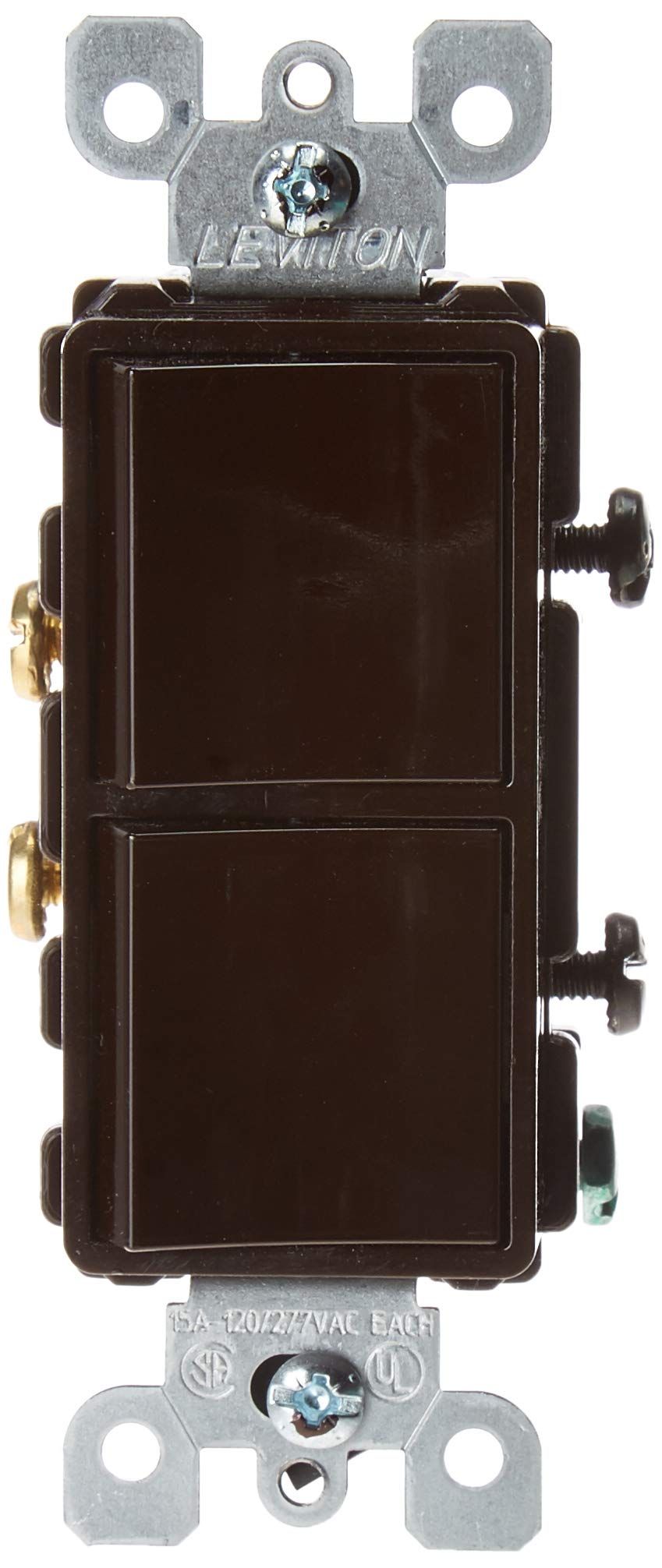 Leviton 5634 15 Amp Decora Single-Pole AC Switch - Commercial Grade, Grounding, Brown | 120/277 Volt