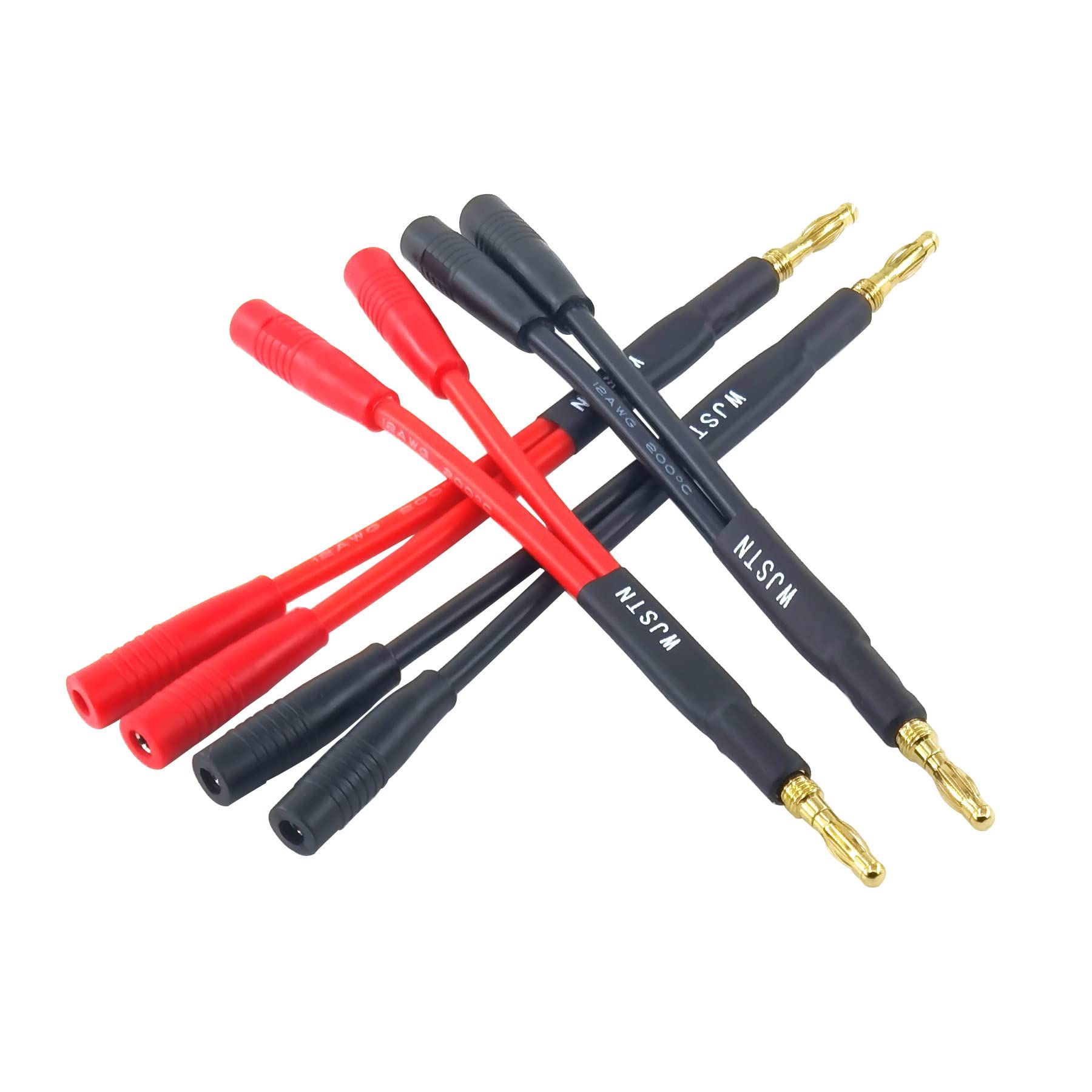 Buy Suanqi Banana Plug Splitter: 1 Male to 2 Female 4mm Adapter - 4 Pack, 3 Inch Length