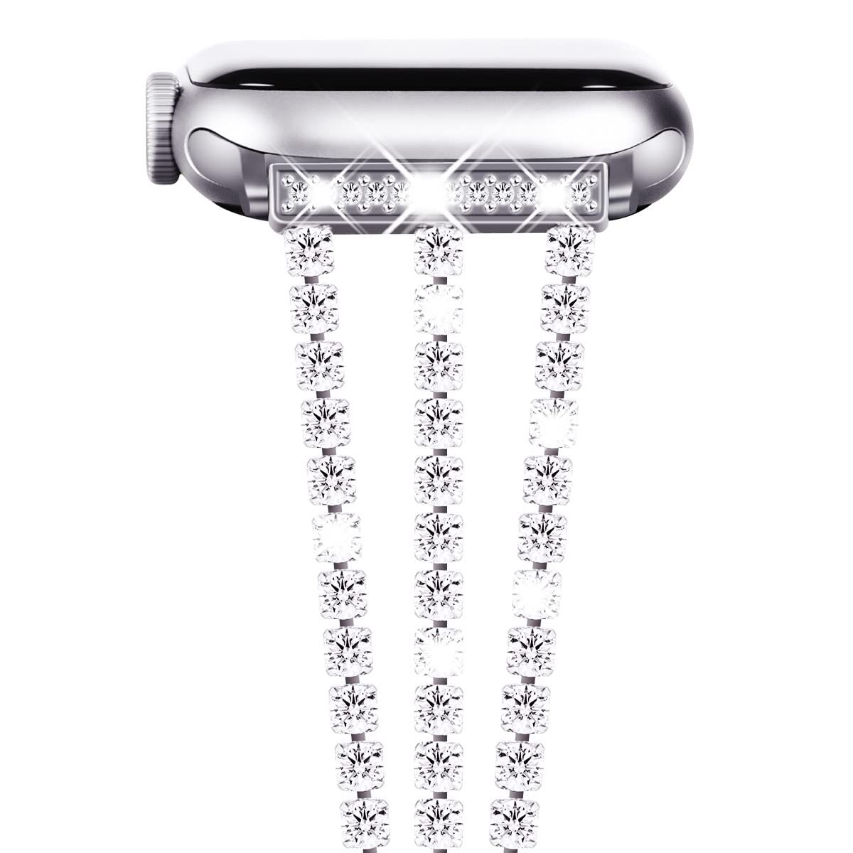 NewWays Sparkling Bling Diamond Apple Watch Band 46mm-42mm for Women - Compatible with Series 10, 9, 8, 7, SE, 6, 5, 4, 3