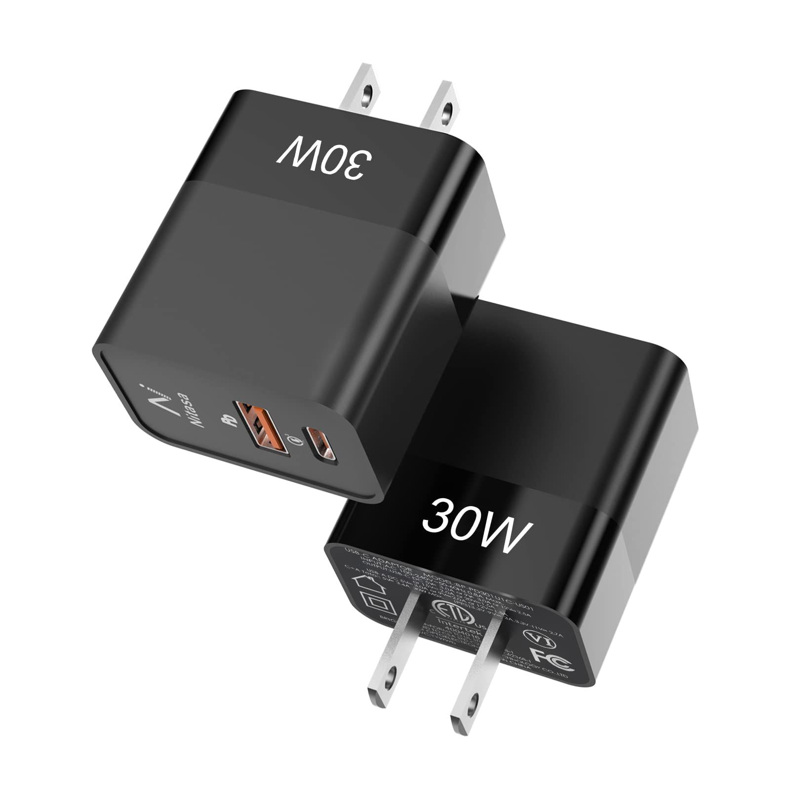 30W USB C Wall Charger 2 Pack - Fast PD Adapter for iPhone 15/16, Samsung S23/S24, Google Pixel 9/8 Pro - Super Fast Charging