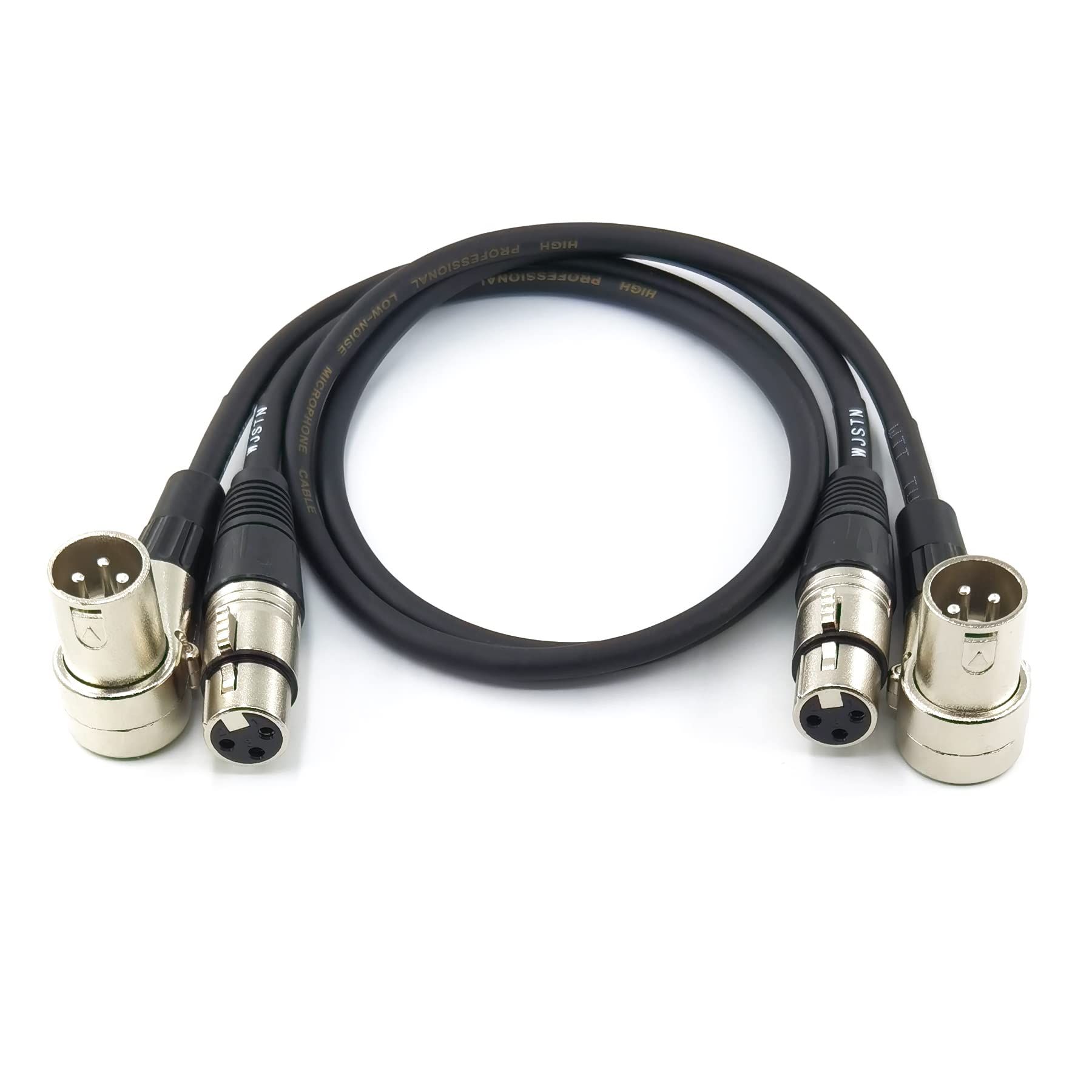 Buy WJSTN 3 Pin Right-Angle Male to Female XLR Cable - 2ft, 2 Pack Adapter for Audio Gear