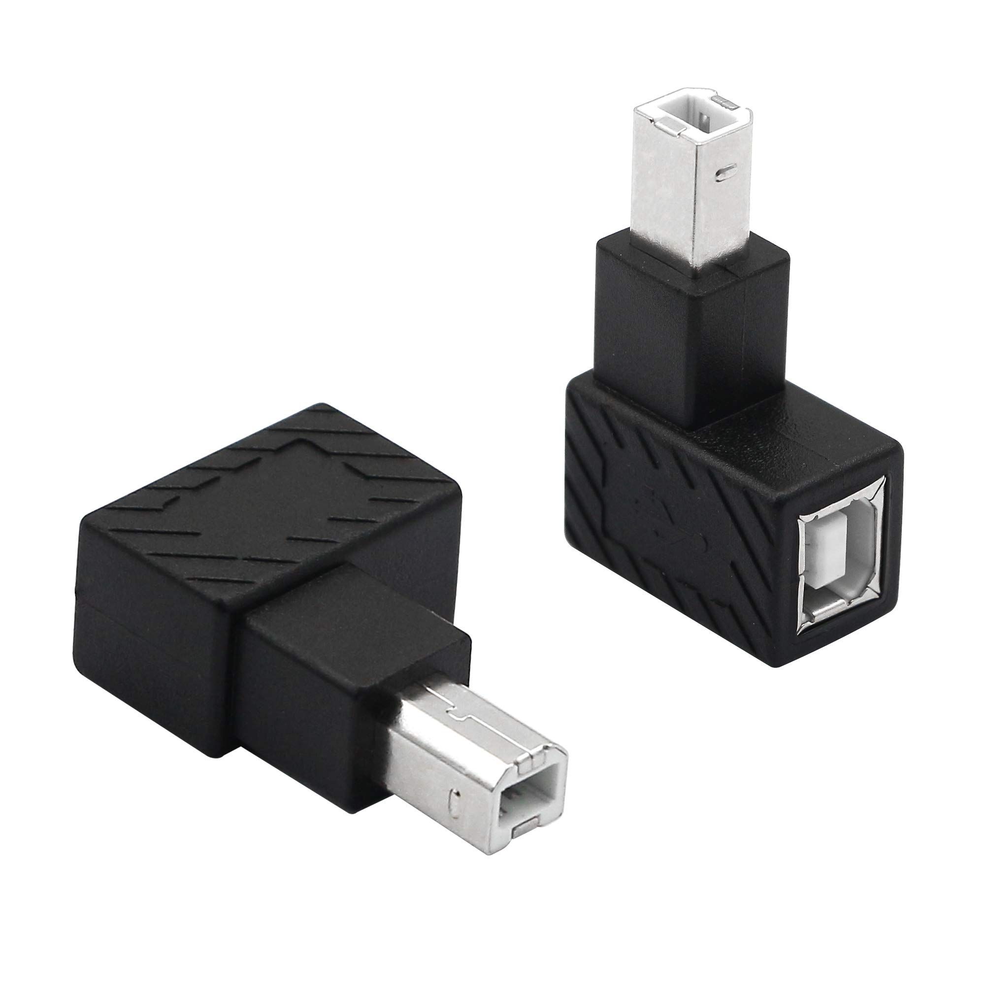 YACSEJAO USB 2.0 Type-B Printer Adapter, 2 Pack 90 Degrees USB 2.0 B Male to Type-B Female Printer Adapter? for Printer, Scanner, Mobile HDD and More?Left Angle?