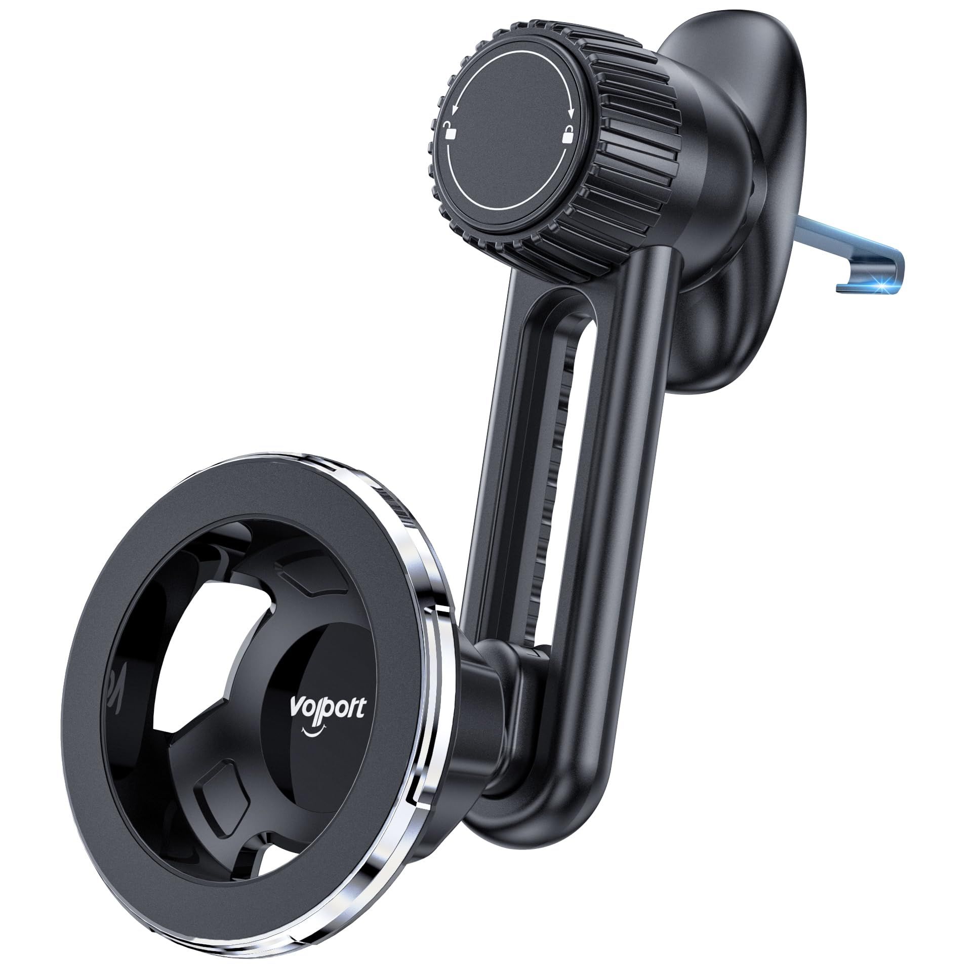 Volport Magnetic Phone Holder for Car Vent - Non-Blocking Mount for iPhone 15/14/13 Pro Max & Mini - Strong Magnet Design